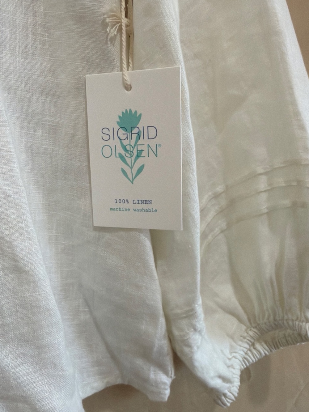 Sigrid Olsen Cream Linen Pintuck Top - Picture 4 of 4